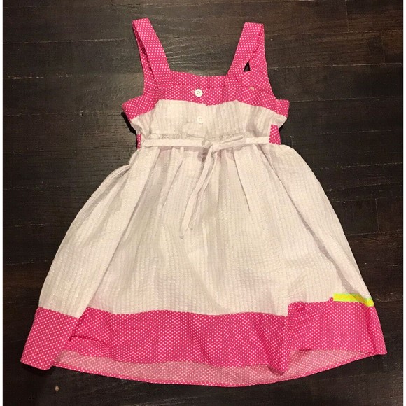 Youngland Girls 5 Pink White Floral Summer Dress Sparkle Polka Dot Sundress - Picture 3 of 3
